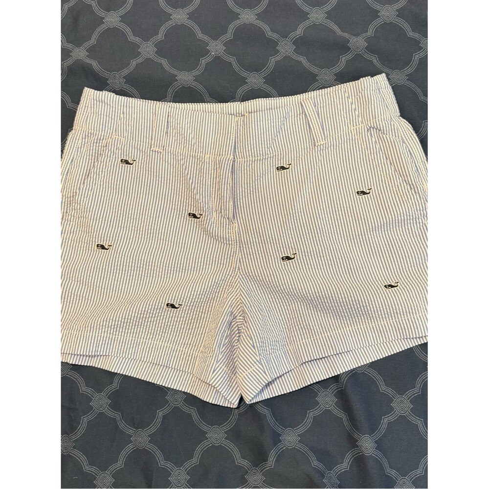 Vineyard Vines Blue/White Striped Whale Embroidered Women’s Shorts - Size 4‎